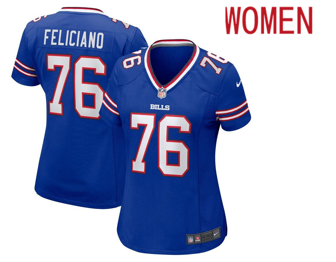 Women Buffalo Bills 76 Jon Feliciano Nike Royal Game NFL Jersey